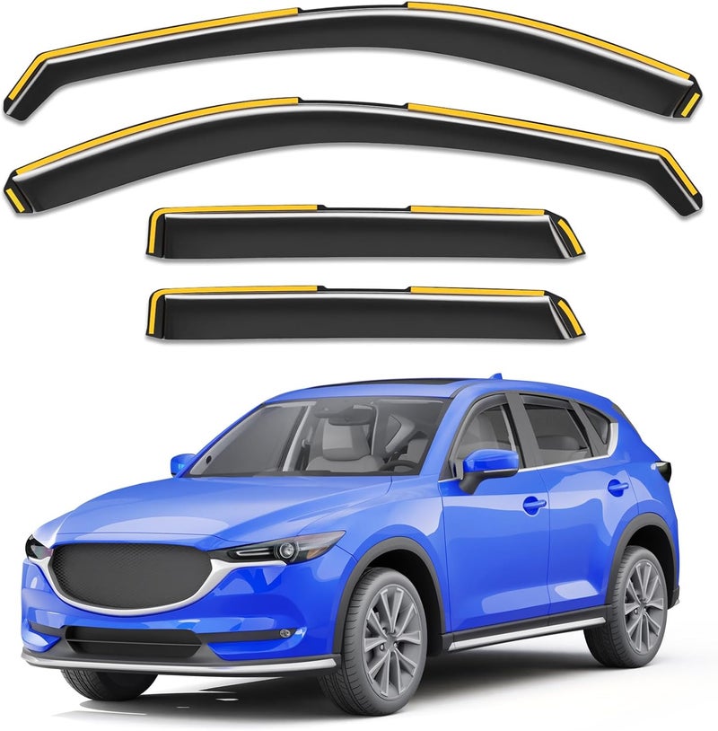 Breejoy in-Channel Window Rain Guards Fit for Mazda CX5 CX-5 2017 2018 2019 2020 2021 2022 2023 2024 2025 2026, Rain Guards Visors Vent Visors Window Deflector Vent Shades Car Accessories -4 pcs - Image 1